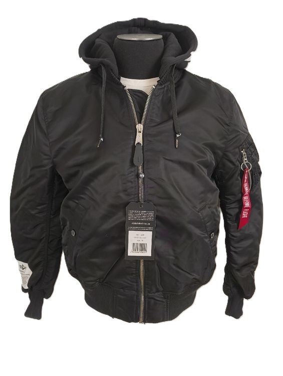 Alpha Industries Herren Winterjacke Schwarz mit Kapuze